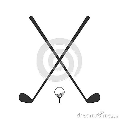 Golf icon. Crossed golf clubs or sticks with ball on tee. Vector illustration. Vector Illustration